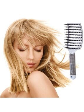 Boar Bristle Hair Brush set - Curved and Vented for Wet or Dry Detangling Hair B